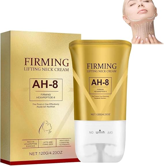 AH-8 Firming Neck Cream, 120G Neck Firming Cream with Roller, Reduce Wrinkles Fine Lines And Double Chin, Firm and Lift Sagging Skin