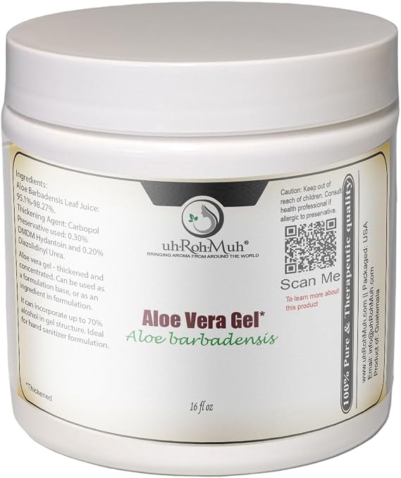 100% Pure Aloe Vera Gel - Thick, Natural Aloe Vera Gel for Face, Hair & Skin | Aloe Gel Sourced from Guatemala & Packaged in USA 16oz (Net Wt.: 0.45 kg/1 lb)