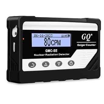 GQ GMC-SE Geiger Counter Radiation Detector Beta Gamma X-ray Portable Radiation Monitor Meter Digital Nuclear Radiation Dosimeter, Automatic Data Recording Device, Drop-Proof Silicone Case Black