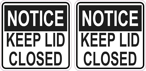 StickerTalk Keep Lid Closed Vinyl Stickers, 1 sheet of 2 stickers, 3 inches by 3 inches each