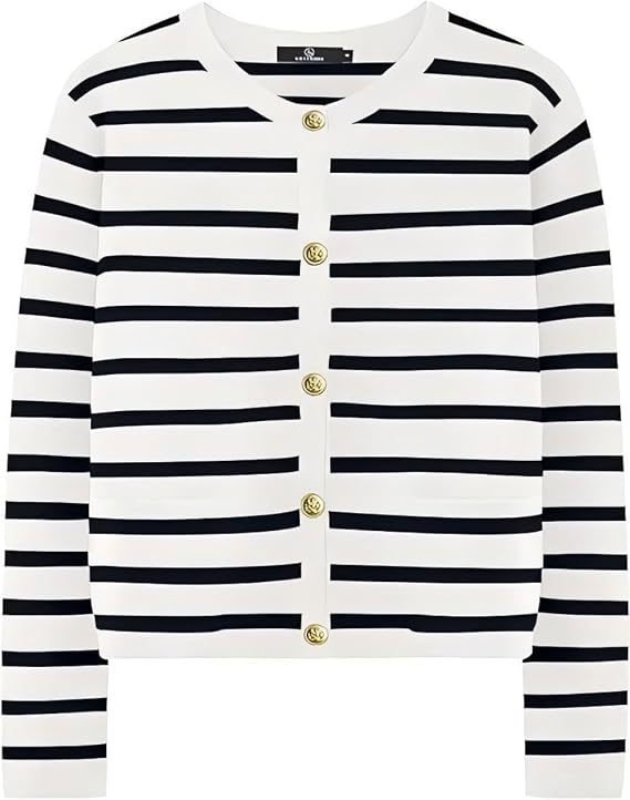 Open Front Cardigan Long Sleeve Knit Striped Sweater for Women - Trendy Fall Outfit