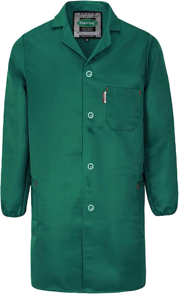Lab Coat for Men Long Sleeve Mechanics Coats Garage Work Coat DIY Workshop Laboratory Jacket
