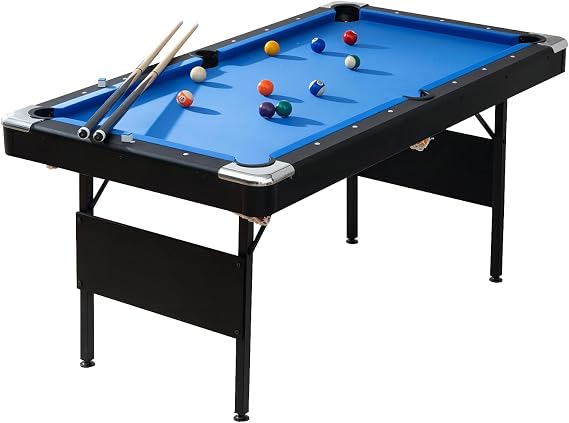 BOSTANA 5.5 ft Pool Table, Billiard Tables with Balls, Cues, Chalks and Brush, Portable Foldable Pool Table Perfect for Family Game Room Kid Adult