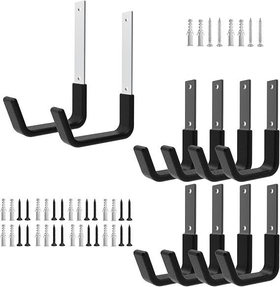 Silver Garage Utility Hooks 2 Medium and Black Garage Utility Hooks 8 Small