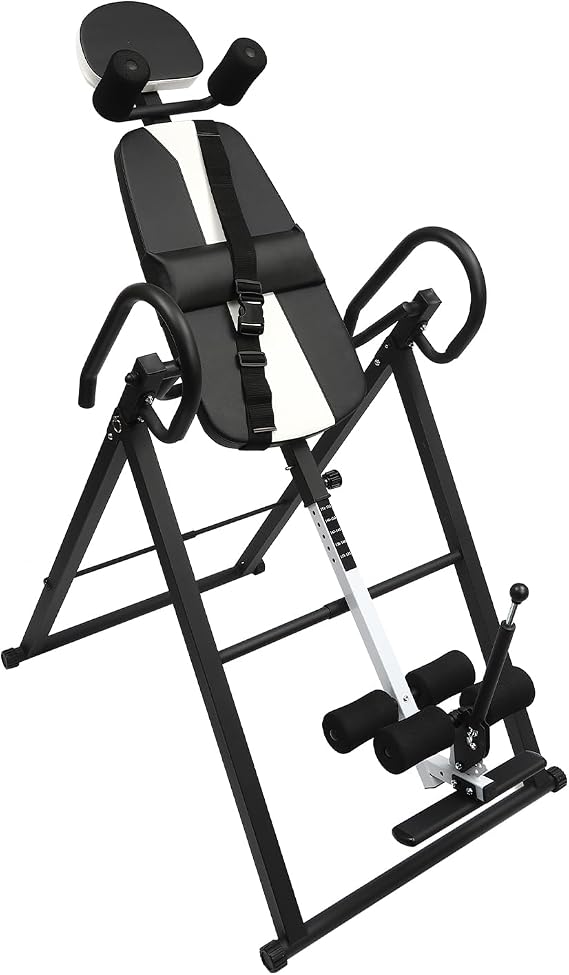 Heavy Duty Gravity Inversion Table, 330LBS Extended Ankle Lock Handle, Back Pain Relief Kit,Height Adjusted to 51.57-61 inches