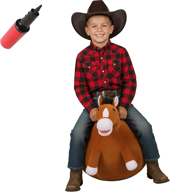 WALIKI Horse Hopper Ball | 20-Inch Deluxe Inflatable Cowboy Rodeo Jumping Ball with Handles | Sit & Bounce Ride-On Toy for Kids Ages 6, 7, 8, and 9 | Fun Indoor/Outdoor Play