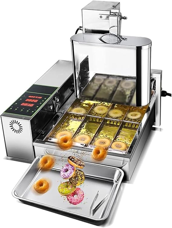 Commercial Automatic Donut Maker Machine - 4-Row Digital Fryer, Easy Doughnut Maker with Control Panel for Home & Business - Perfect for Fresh, Crispy Donuts