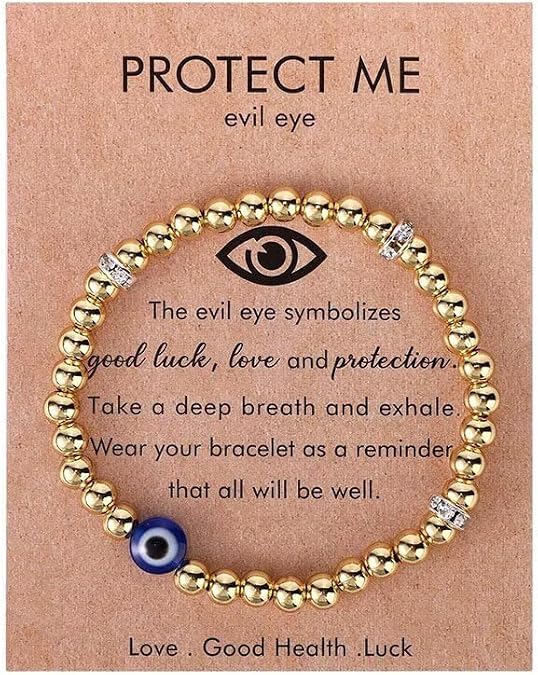 Zian Evil Eye Bracelet for Women Men Dainty Evil Eye Charms Inspirational Bracelet with Gift Message Card Good Luck Amulet Jewelry Gift for Family Friends Lover