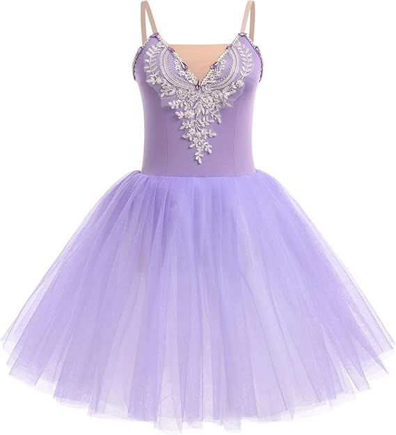 Ballet Leotard for Women Swan Lake Costume Floral Print Professional Ballerina Tulle Tutu Dance Dress