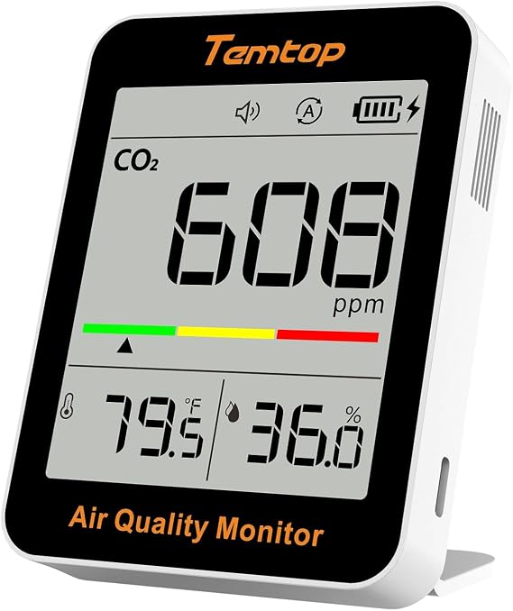 Temtop CO2 Monitor Indoor air Quality Monitor Portable CO2 Meter, CO2, Temperature, Humidity Home, Office or School