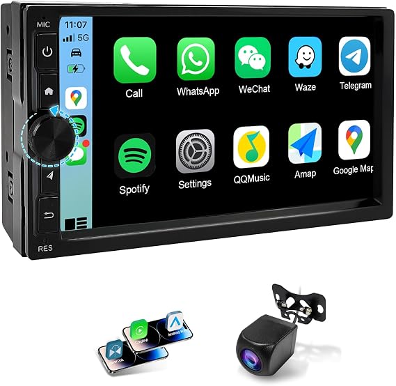 Haudio 2 Din Car Radio with Wireless CarPlay & Android Auto, 7 Inch Touchscreen Car Stereo with Mirror Link,Android 13,Voice Control, FM/RDS, 25 Sets UI Fit All Cars,with Rear View Camera