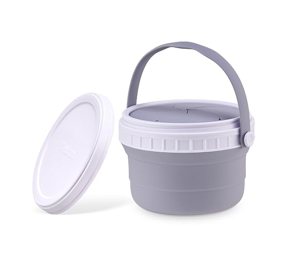 No Spill Silicone Toddler Snack Containers, Detachable Silicone Flap for Filling&Cleaning, Crumb-Free Hard Plastic Screw Travel Lid, Ultra-Soft for Baby Kids Hand In-Out, Snack Cup Holder 12 oz