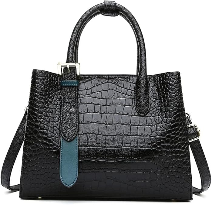 Large Satchel Handbag for Women Top Handle Crossbody Bag Crocodile Pattern Shoulder Bag Ladies Tote Purses