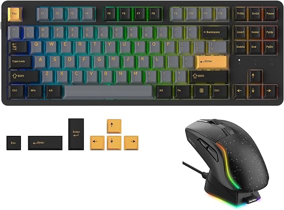 DAREU Wireless Keyboard and Mouse:A950 Wireless Gaming Mouse & EK87PRO Gasket Wireless Gaming Mechanical Keyboard Combo