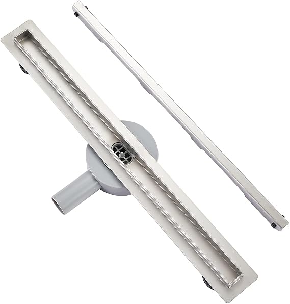 Linear Shower Drain 70cm stainless steel,Simplism style Slim floor drain complete set ， Shower drain 360 ° rotatable siphon with odor stop and hair strainer ， Drain channel Fast drainage