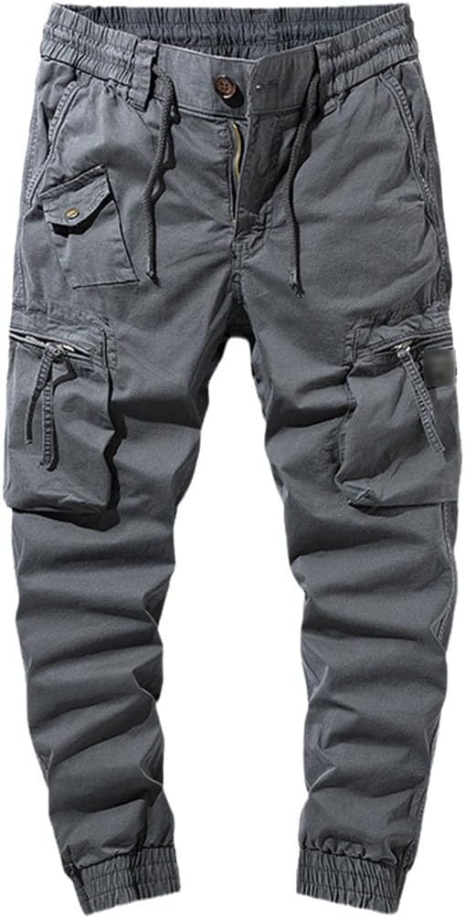 Spring Autumn Men's Cotton Cargo Pants Clothing Casual Elastic Waist Pantalones Jogging Hiking Pants Men