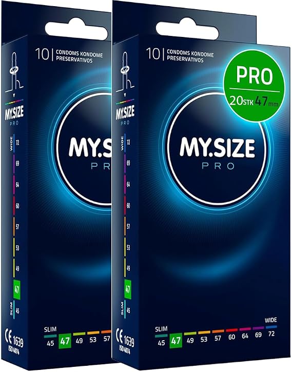 MY.SIZE PRO 20 Pieces 47mm Elite – Extra Slim, Highly Purified Vytex Latex for Less Odor, Very Easy to Open and unroll