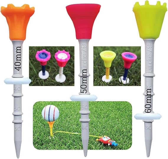 Upgraded Premium Big Head(Silicone) Golf Tees 3-1/4 Height Adjustable Easy Tee Up -Tee Off with Greater Consistency Excellent Durability Golf Tee Hanger 1Pack