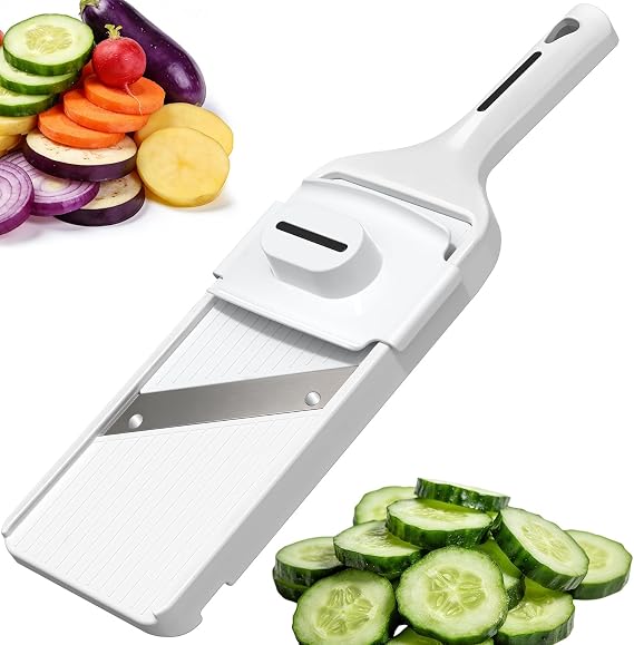 Mandoline Vegetable Slicer, Adjustable Handheld Mandoline Slicer with Safety Guard, 3-Slice Thickness, Mandoline Food Slicer for Potato Cucumber Onion Carrot Apple Lemon