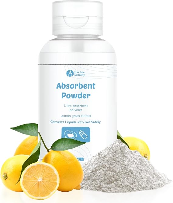 Super Absorbent Powder for Bodily Fluids & Spills 380g | Spill Kit Essential for Quick Cleanup & Hygiene, Hospitals & Care Homes | Bio-Lec Mobility