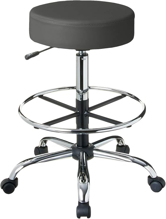 Boss Office Products Adjustable 16" Drafting Stool, Grey