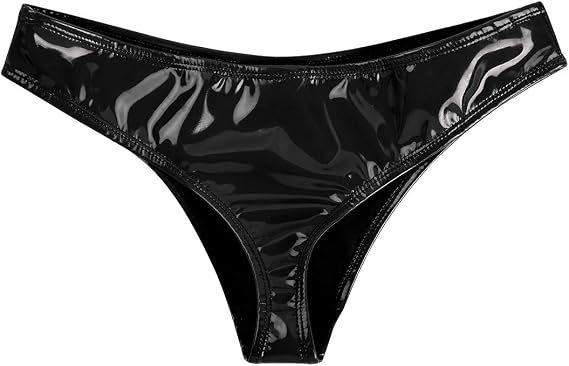 FEESHOW Women's Latex Rubber G-String Thong Briefs Panties Underwear