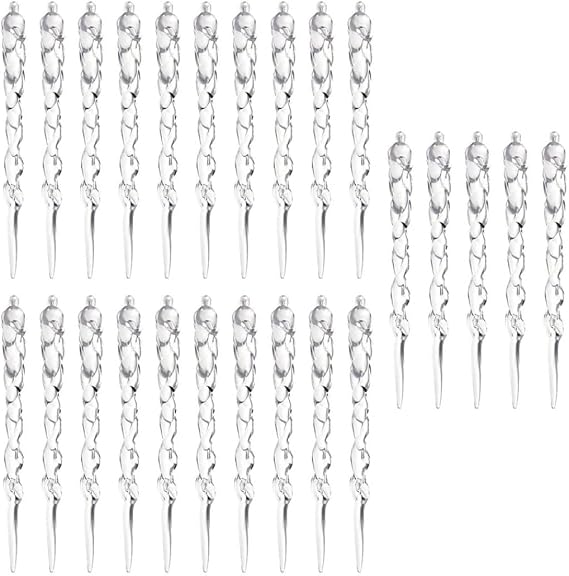Clear Icicle Ornament 24PCS Christmas Tree Decoration Acrylic Clear Diamond Icicles Christmas Tree Decorations Icicle Outdoor Christmas Decs 13cm