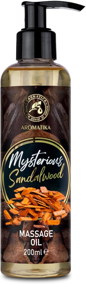 Massage Oil Sandalwood 200 ml - Sandalwood Oil - Almond Oil - Grape Seed Oil - Jojoba Oil - Sandalwood Oil - Body Care Oil - For All Skin Types - Relaxation Oil - Cosmetic Massage Oil