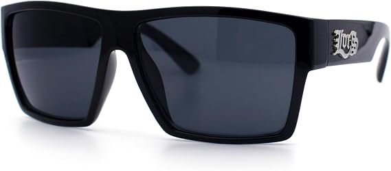 Locs Squared Rectangular Cholo Gangster All Black Sunglasses
