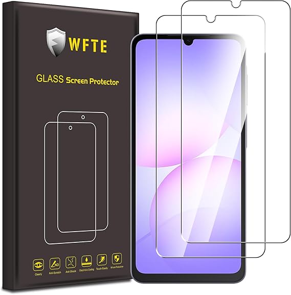 WFTE [2-Pack Screen Protector for Samsung Galaxy A07/A08,9H Hardness, Anti-Scratch, Anti-Fingerprint, Bubble-Free, HD Clear,Dust-Free Screen Protector Tempered Glass For Samsung A07/Samsung A08