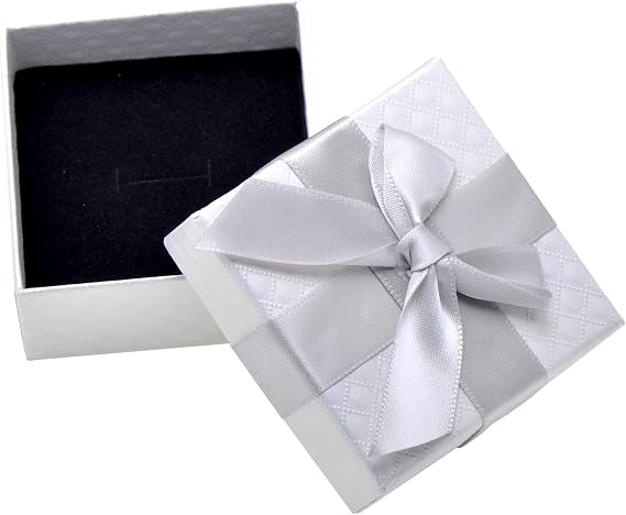 Paialco 7.0 CM Square Jewelry Gift Box Ribbon Knotted and Foam Filled