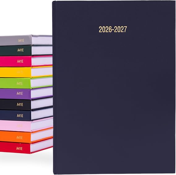 2026 2027 Academic Diary A4 Page a Day - Mid Year Hardback Planner From August 2026 to July 2027 - Student Teacher School Organiser with Ribbon Bookmark (A4, Navy)