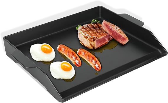 18.6"x14" Pre-Seasoned Cast Iron Griddle, Flat Top Grill Plate for Camping