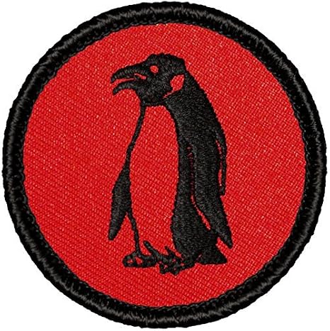 Retro Penguin Patrol Patch - 2" Diameter Round Embroidered Patch