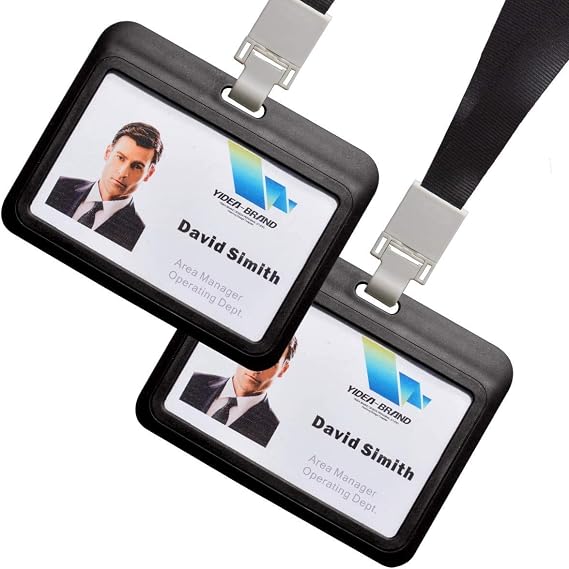 2 Sets Horizontal ID Badge Card Holder Employee School Student Name Card Holder