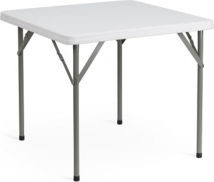 Flash Furniture Elon 2.85 Square All-Occasion Plastic Folding Event Table with Locking Legs, Folding Banquet Table for Indoor/Outdoor Events, White