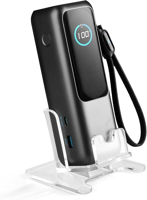 アクリルスタンド Anker ノートパソコン パワーバンク 25000mAh ホルダーのみ | 縦型ホルダー 15°傾けて見やすい Anker 25K 165W A1695 ポータブル充電器対応 滑り止めベース