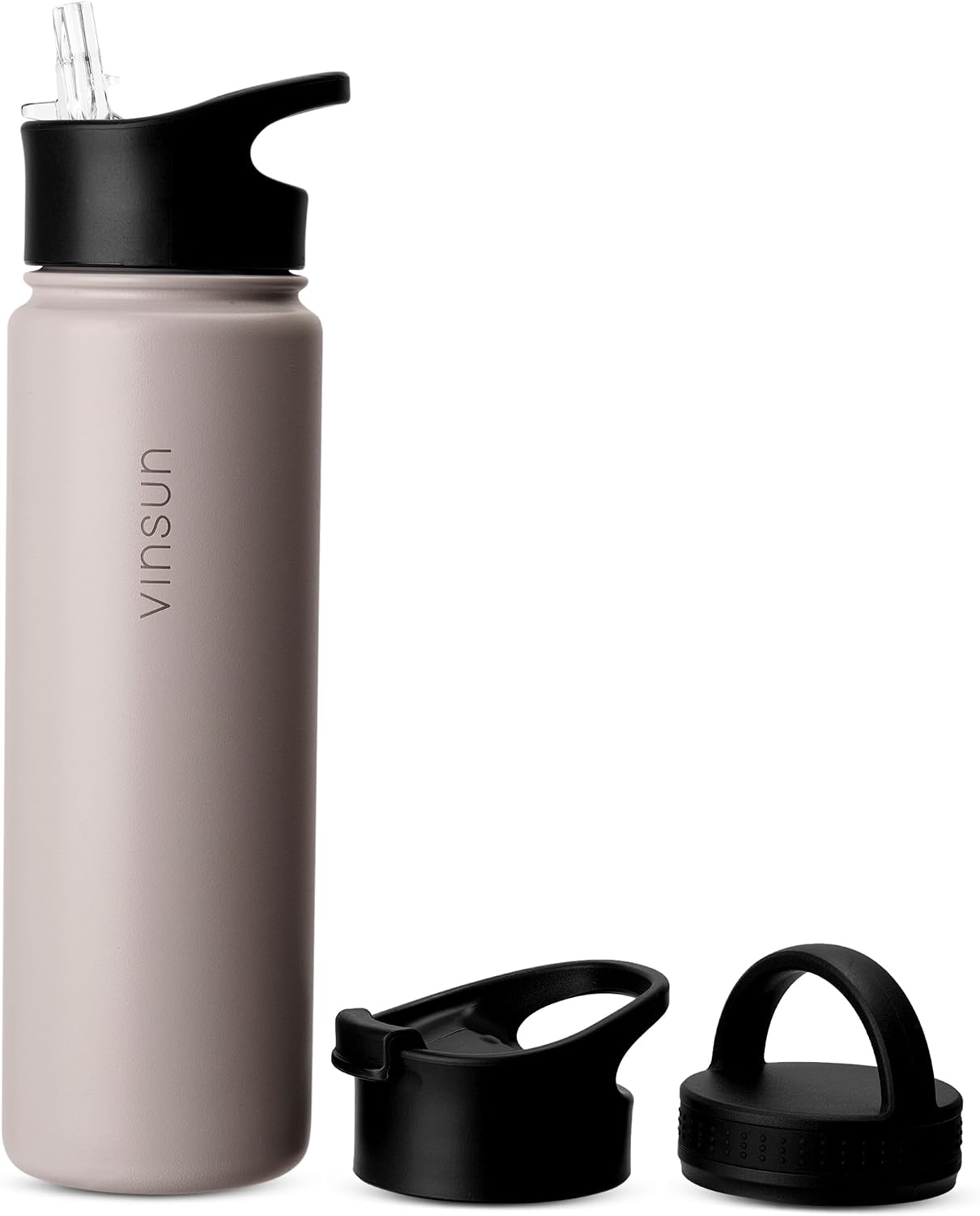 Vinsun Edelstahl Trinkflasche 750ml - Strohhalm Trinköffnung Drehverschluss - auslaufsicher Kohlensäure geeignet - Thermosflasche Sport Schule