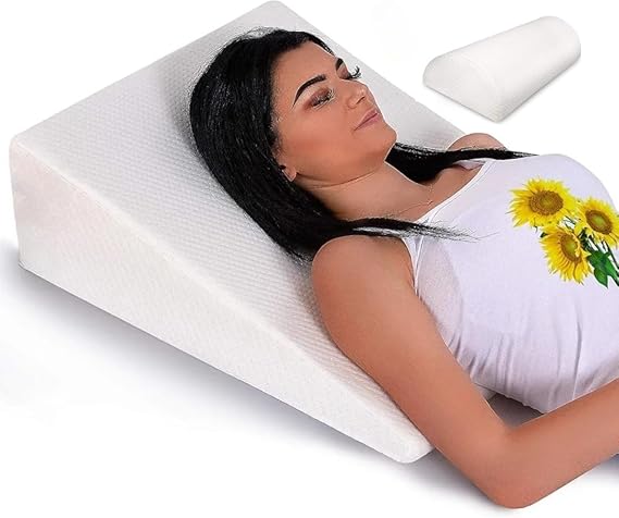 Bed Wedge Pillow for Sleep with Memory Foam and Ultra-Comfortable Top Surface - Wedge Pillow for Sleep Apnea, Acid Reflux Relief, and Post-Surgical - Foam Wedge Pillow for Back Pain Relief