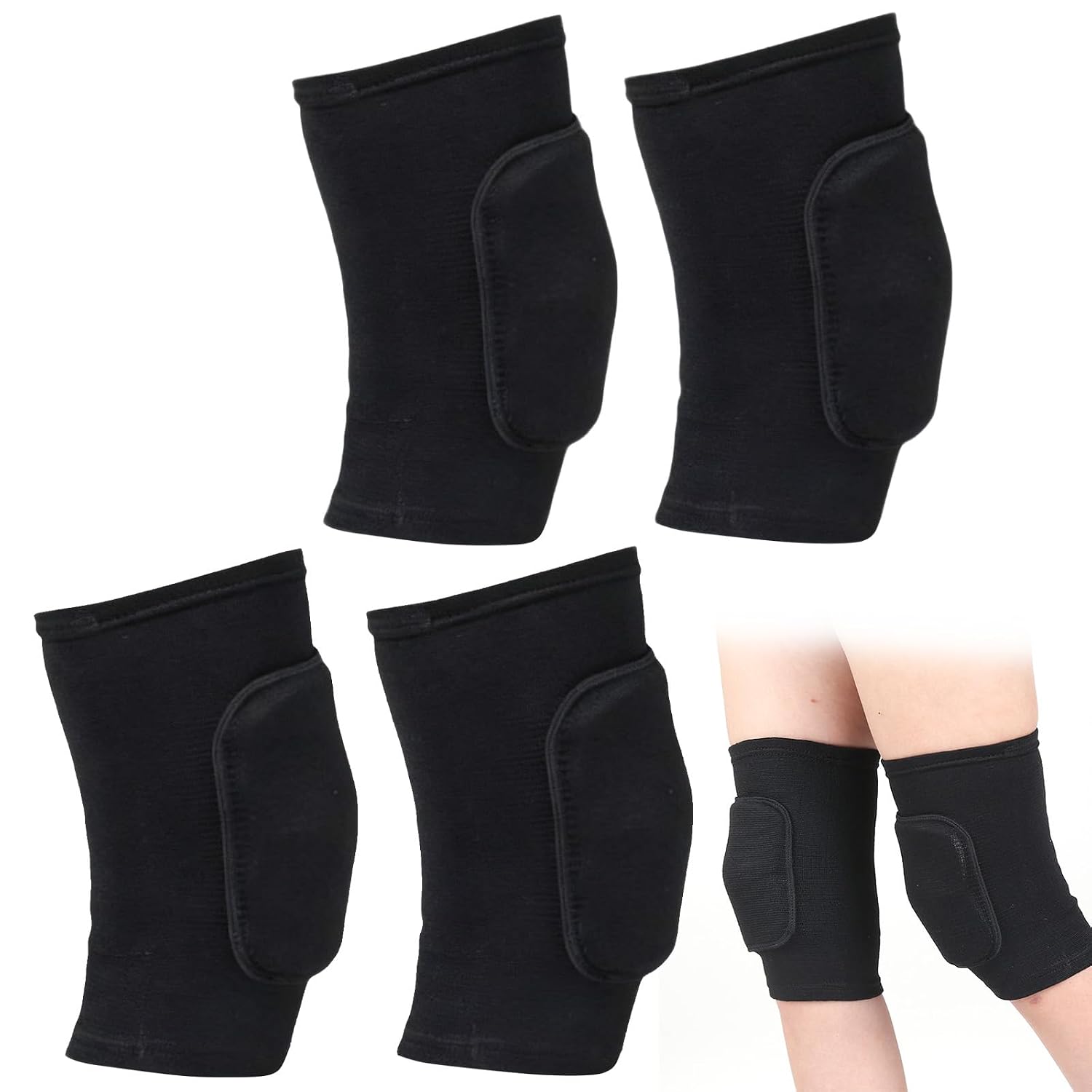 2Pair Knee Pads, Volleyball Knee Pads, Thick Sponge Support Knees Protector for Dance Volleyball Football Yoga Tennis Cycling Jogging