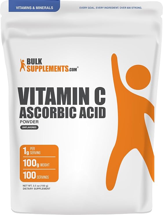 Ascorbic Acid (Vitamin C) Powder - 100g (Pack of 1) | Immune Support: Gluten Free, 1g per Serving, (3.5 oz)