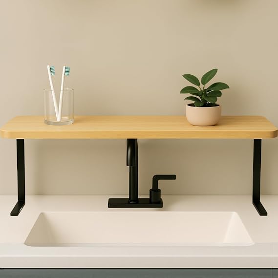 Home in Bold Over The Sink Shelf for Tall Faucet - Space-Saving Bathroom Over Faucet Kitchen Narrow Counter Over Sink Organizer, 30 L 6.25 W 9.25 H Metal Above Sink Shelf Top of Sink [Waterproof]