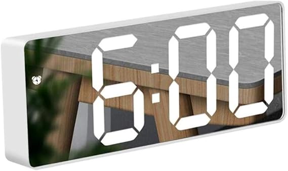 Alarm Clock, Digital Alarm Clock 3" LED Display with Light Sensing Dimming Mode, Snooze, Adjustable Brightness, Bedside Clock for Bedroom Living Room Home Decor, White
