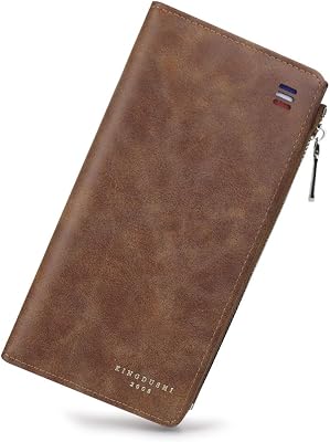 Mens Wallet, PU Leather Credit Card Holder Minimalist Wallet for Men and Boys, Large-capacity Mens Wallets Mens Slim Wallet for Bank Cards, ID Cards, Cash, Receipts coffee