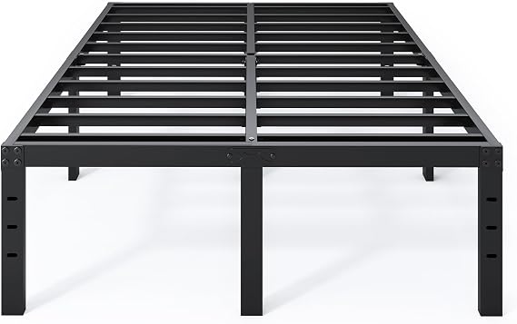 QEROMY Queen Bed Frame - 18 in Sturdy Platform Bed Frame Queen Size | Heavy Duty Metal Bed Frame No Box Spring Needed, Quick & Easy Assembly, No Noise, Black