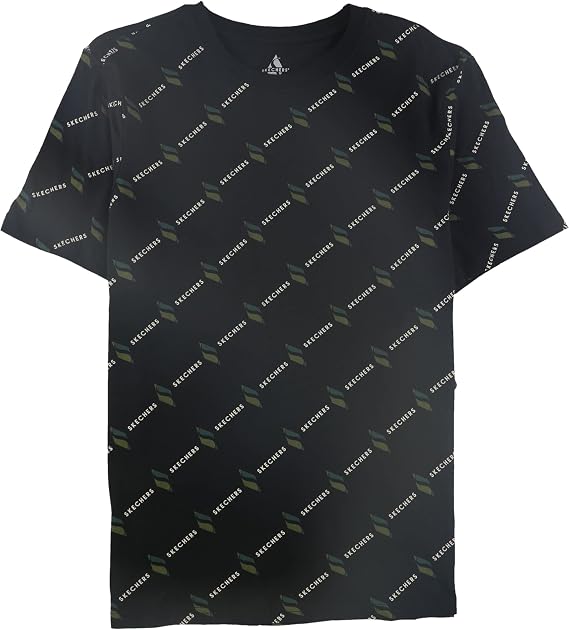 Skechers Mens Logo Print Graphic T-Shirt, Black, Medium
