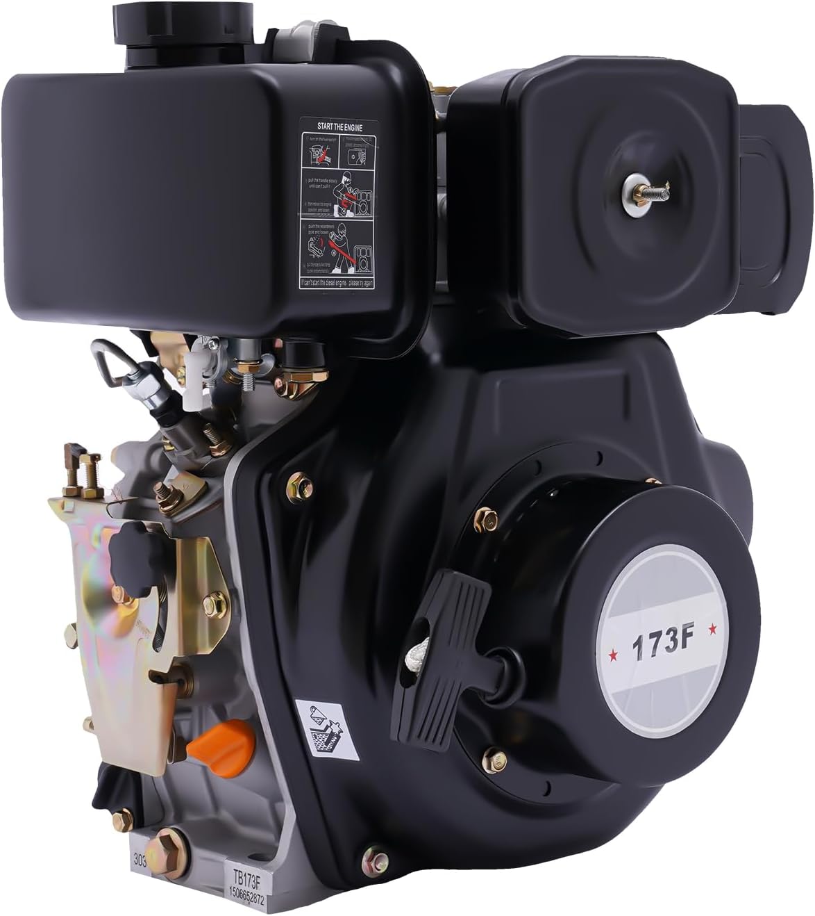 YIYIBYUS 4-Stroke 247CC Diesel Engine, Vertical Single Cylinder Air Cooling Hand Start Motor Machine for Road Cutting Machine, Grinding Machine, Water Pump, Micro Tiller