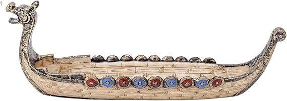 Comeon Retro Incense Burners Traditional Chinese Design Dragon Boat Incense Stick Holder Burner Hand Carved Carving Censer Ornaments (Brown)