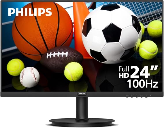 Philips 241V8LBS 24" (23.8") Full HD Monitor, 19201080, 100Hz, VA Panel, Adaptive-Sync, Flicker-Free, LowBlue Mode, HDMI & VGA, VESA Mount, Office Monitor