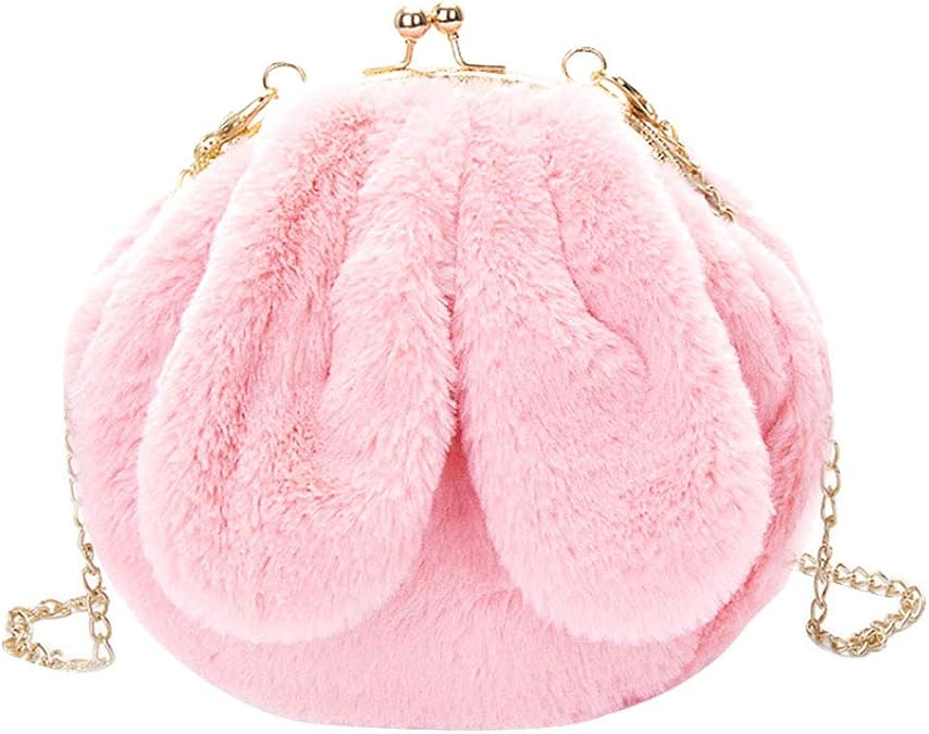 Cute Plush Bunny Crossbody Handbag Lovely Fluffy Rabbit Purse for Women Girls